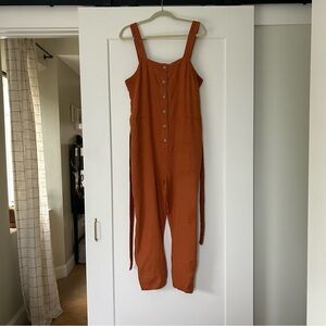 Everlane Linen Romper Jumpsuit in Rust US 10